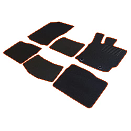 フェニーチェ カーマット フロアマット 国内生産 ブラック × ロック糸オレンジ 滑り止め形状 ずれにくい 車用 マット