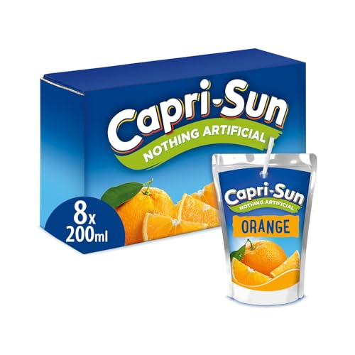 Capri-Sun Orange Kids Juice Drink (8 x 200ml) Made with Real Fruit Juice - No Artificial Ingredients - Vegan Gluten Free packaging may vary