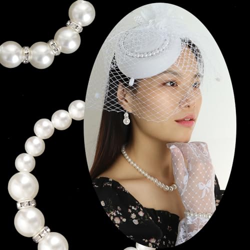 Heliltd 5Pcs Fascinators for Women Tea Party Fascinator Hat for Women Veil Tea Party Hats and Gloves Set