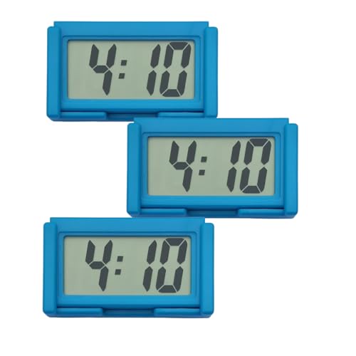 Image of Small Digital Clock，Portable Travel Clock，Classroom Bedroom Bathroom Glass Car Motorcycle Dashboard Mini Clock Battery Operated Self Adhesive (3, Blue)