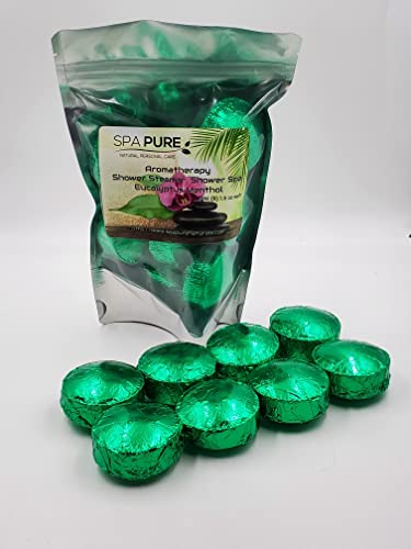 Spa Pure Menthol Aromatherapy Shower: Steamers Tablets Bombs With 100% Natural/Organic Essential Oils - Transform Your Shower - Transform Your Mood (Count Of 8) Pack Of 1 #TOP1