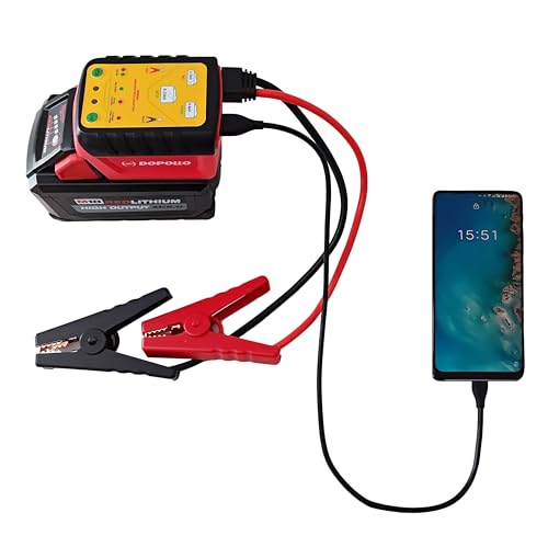Dopollo Multi Starter, Compatible with Milwaukee 18V M18 Lithium Battery?Jump Start Adapter DJS18-MIW, Battery Repair/Activation/Boost, Cables for 6.0L Gasoline Engines, USB Cordless Power Source