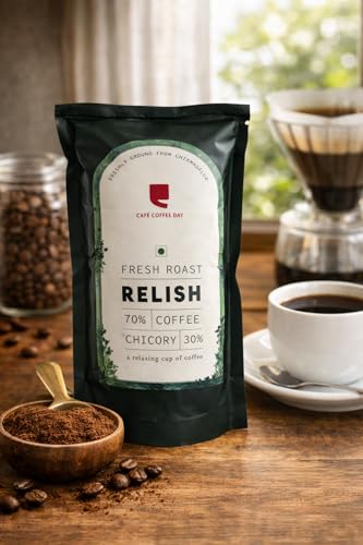 Image of Cafe Coffee Day Relish 200 Gm Each (Pack Of 2) | Filter Coffee Powder | 70% Coffee & 30% Chicory, Medium To Dark Roast | South Indian Filter Coffee Powder, Packet