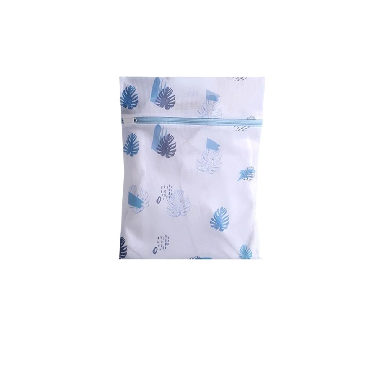 Laundry Bag Print Blue Leafves Dirty Clothes Cleaning Protect Washing Bag Household Clothes Organizer Mesh Zipper Laundry Bags(S 30x40cm)