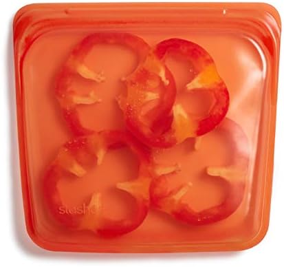 Stasher Silicone Reusable Storage Bag, Sandwich (Citrus) | Food Meal Prep Storage Container | Lunch, Travel, Makeup, Gym Bag | Freezer, Oven, Microwave, Dishwasher Safe, Leakproof