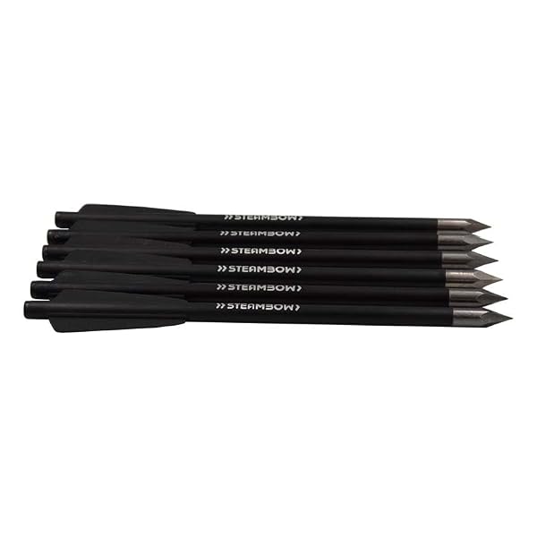 Steambow Elegant All-Black Aluminum Bodkin Arrows with Hardened Steel Tips, Set of 6 | Maximum Penetration Logo Engraved Shafts Paired with Steel Tips | AR-Series | 0000401 by Steambow - Used condition - Image 2