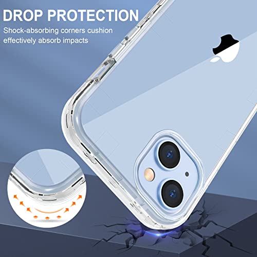 Anuck Case For Iphone 14 Case 6.1 Inch, Crystal Clear Heavy Duty Defender Phone Case 3 Layer Shockproof Full-Body Protective Case Hard Pc Shell & Soft Tpu Bumper Cover For Women Girls, Clear #TOP3