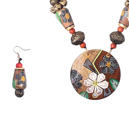 Image of AAKRITI ART CREATIONS Handcrafted Women's Jewelry Set - Ethnic Necklace and Earrings, Fashion Accessories for Special Occasions & Celebrations