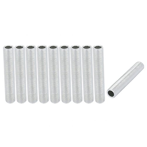 Image of uxcell Lamp Pipe Nipple, M8 Thread 45mm Length Hollow Lamps Repair Part Hardware for Lamp Lights, Zinc Plated Silver Tone, Pack of 10