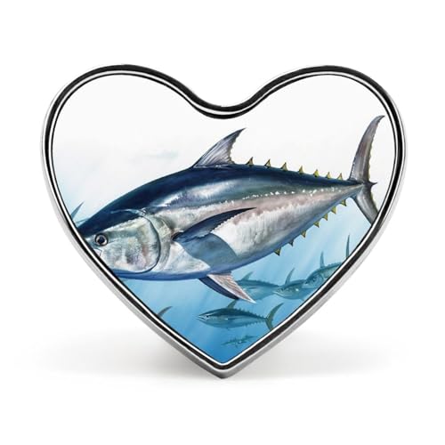 Brooch Pin Lapel Pins Heart Pin Women Brooch Pins for Hat Bag Suit Tie Wedding Birthday Bluefin Tuna Thunnus Printed Valentine Pin