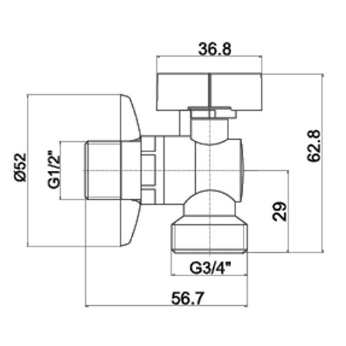 Daloual - Geräteventil mit Rückflussverhinderer, Eckventil, Auslaufventil, 1/2 Zoll auf 3/4 Zoll, Messing, Silber