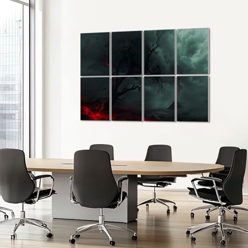 8 paneles acústicos decorativos absorbentes de sonido con diseño de árbol en paisaje marino, adhesivos para estudio y oficina, 48"x32" miniatura 7