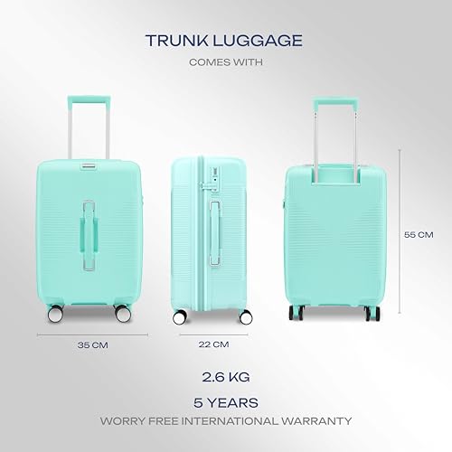 Image of Safari Select Trunk 55 Cm Small Cabin Hard Shell Trolley Bag with TSA Lock, Dual Wheels with 360 Degree Rotation and Anti-Theft Zipper, Luggage Bag, Suitcase for Travel Mint Blue Green