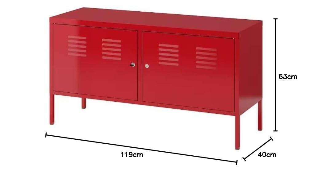 IKEA イケア PSキャビネット　赤 Ikea PS Steel, Epoxy/polyester powder coating Cabinet ( 119x63 cm