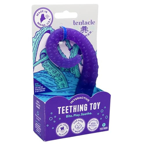 Image of Tentacle Teether Baby Teething Toy, USA Made Infant Teether Toy, Medical Grade Silicone Baby Teether, Teething Relief for Babies 0-6 Months 6-12 Months 12-24 Months, Soothes Teething Pain