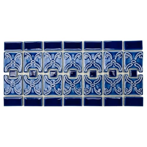 Tenedos Florencia Blueberry Glossy Porcelain Border Pool Wall and Floor