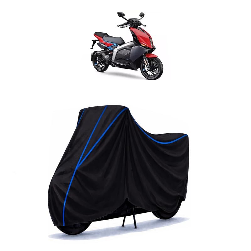 Image of Scooty Cover Water Resistant for X STD | Universal Scooter & Bike Cover | Heavy Duty UV Protection | Dust, Rain & Scratch Protection | Elastic Fit All Weather Indoor Outdoor | Black with Blue Piping