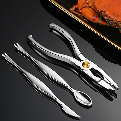 Antcher 3Pcs Seafood Tools Set Lobster Crab Leg Crackers Nut Crackers and Stainless Steel Seafood Spoon and Forks Set Gift with Package Box