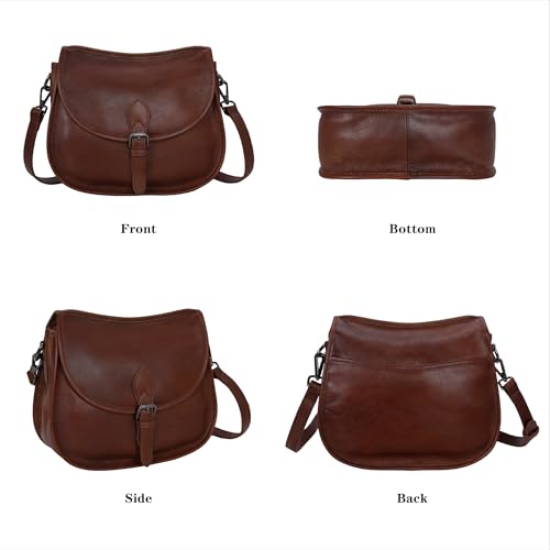 HESHE Leather Crossbody Bags for Women Designer Shoulder Purse Satchel Handbag Vintage Saddle Bag4