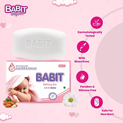 Image of Babit Baby Soap - Pack of 4 (75gm) | Goat Milk & Shea Butter | Soothes Rashes & Dry Skin | Gentle Hydration for Newborns, Babies & Kids | Baby Skin Care Products Kit Essential