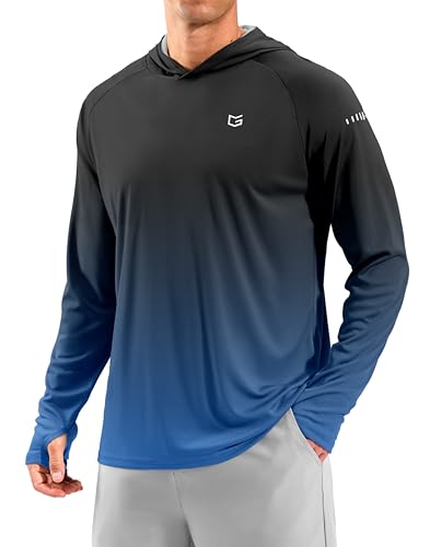 Mens Sun Protection Hoodie Shirts Long Sleeve UPF 50+ Swim Shirts for Men Rash Guard Fishing Shirt Quick Dry