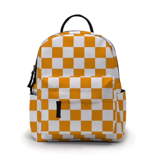 Image of Deanfun Mini Backpack for Women - Waterproof Small Backpack with Orange Checkered Print, Multi Pockets Large Capacity Cute and Stylish MNSB-144