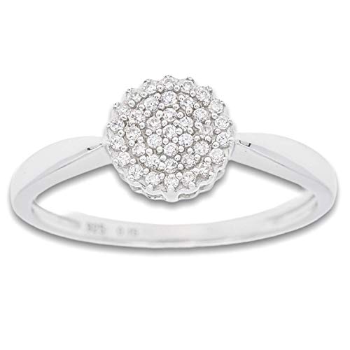 Bague argent sterling S925 double halo CZ, cadeau idéal pour femme
