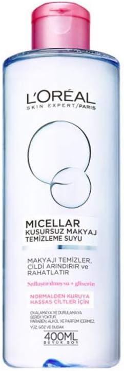 L’Oréal Paris Micellar Kusursuz Makyaj Temizleme Suyu Hassas 400ml, 400 ml