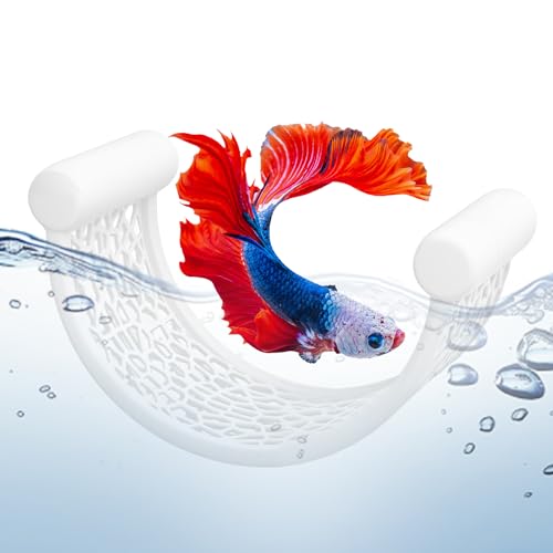 maozyiltle White Betta Fish Hammock,Betta Fish Tank Accessories Decorations,Safe Floating Aquarium Rest Ledge for Bettas,Nano Fishs,Small Fish Shrimp (White)