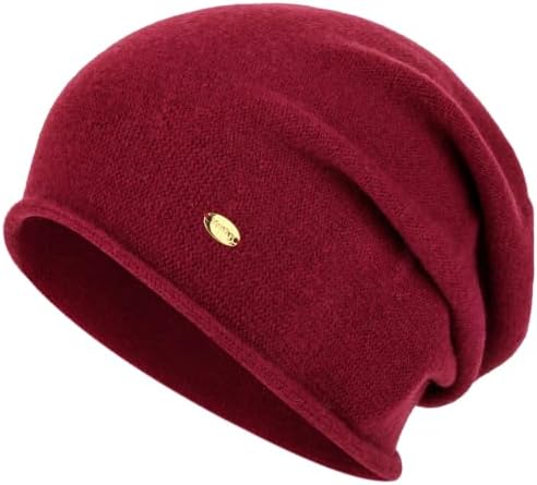 YANIKY Damen 100% Merinowolle Beanie, Weiche Warme Slouch Mütze