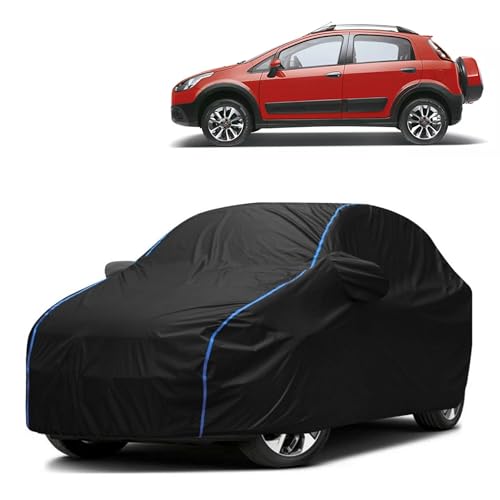 Image of Kerwa Car Body Cover Waterproof Compatible with Avventura | Scratch Proof, Anti-Dust, UV Protection with Windproof Buckle Strap and Mirror Pockets, Bottom Elastic Fitted-Black