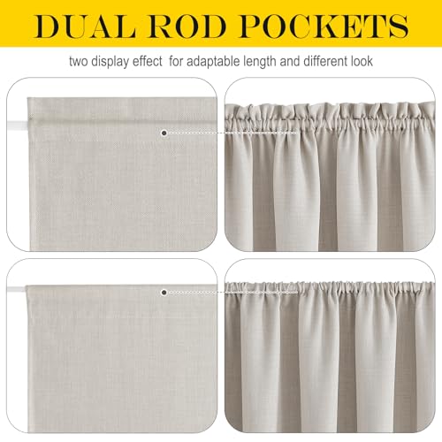 NICETOWN Faux Linen Blackout Curtain Panel for French Door Patio Door Window Curtains Thermal Insulated Rod Pocket Drapes for Living Room Glass Door with Tieback W36 x L72, Angora, 1 Panel by NICETOWN - Used condition - Image 4