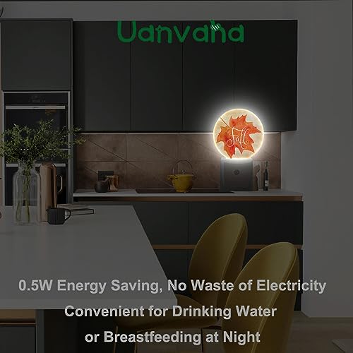 Image of Fall Plug-in Nightlight Watercolor Autumn Maple Leaf Night Light Auto Dusk-to-Dawn Sensor LED Lighting for Bedroom Bathroom Kitchen Home Decor Orange