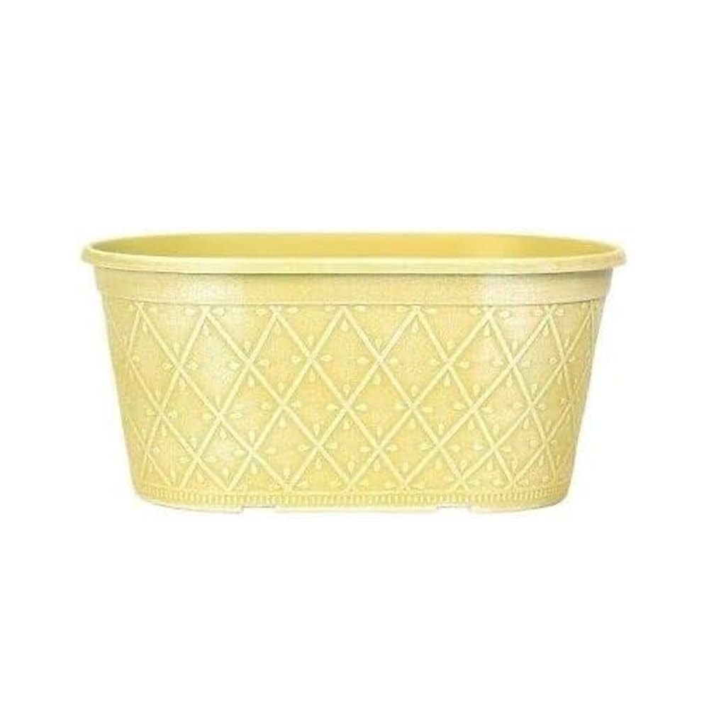Powdered Whitewashed Trough Window Box – Decorative Plastic Outdoor Planter with Drainage Holes – Weatherproof Outdoor Planter with Drainage Holes Flower Pot for Gardens (Sunglow Yellow - 40cm, 1Pack)