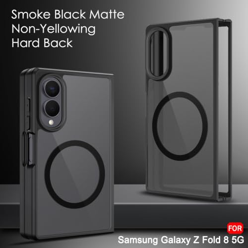 Image of TheGiftKart Hybrid Shockproof Back Cover Case for Samsung Galaxy Z Fold 8 5G Compatible with MagSafe | Hard Back Cover Case for Samsung Z Fold8 5G (PC & TPU, Translucent Smoke Matte Back, Black Sides)
