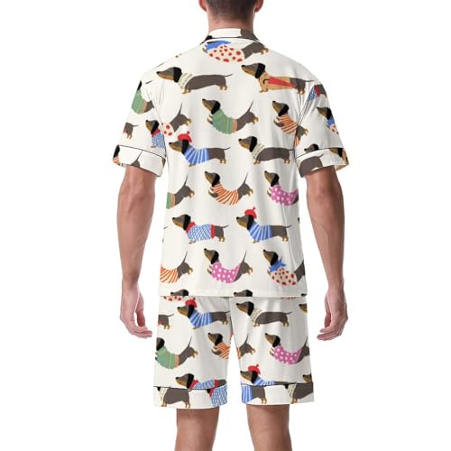 Men Pajamas Sets Shark Short Sleeve Sleepwear Button-Down PJs Sets Two-Pieces Loungewear with Pockets2