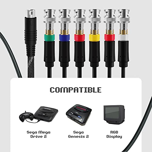 Tnp Sega Genesis Rgb/Rgbs Adapter Cable Connector, Compatible With Sega Genesis 2 Or Sega Mega Drive 2 Game Consoles For Rgb/Rgbs Supported Monitors With Bnc Connectors #TOP4