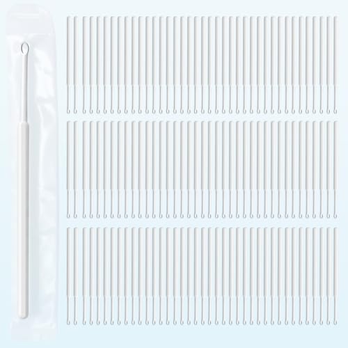 Konohan 100 Pcs Ear Wax Removal Tool 4 mm Spoon Tip Ear Curettes Bulk Ears Picks Wax Scoop Removal Tool Disposable Individually Wrapped Plastic Cleaning Spoon Picks for Teens Adult White