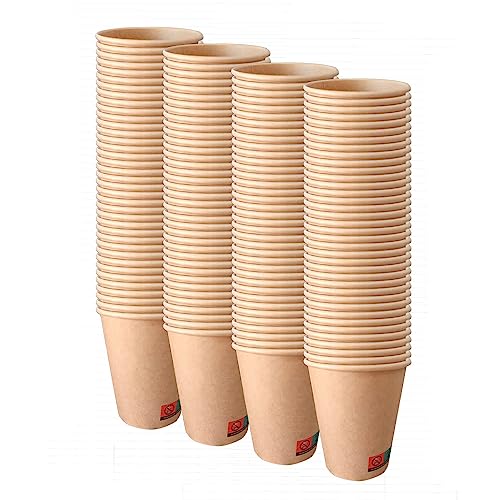 100 Vasos Desechables de Café Para Llevar - Vasos Cartón para Servir el Café, el Té, Bebidas Calientes y Frías (8 oz - 240 ml, Kraft)…