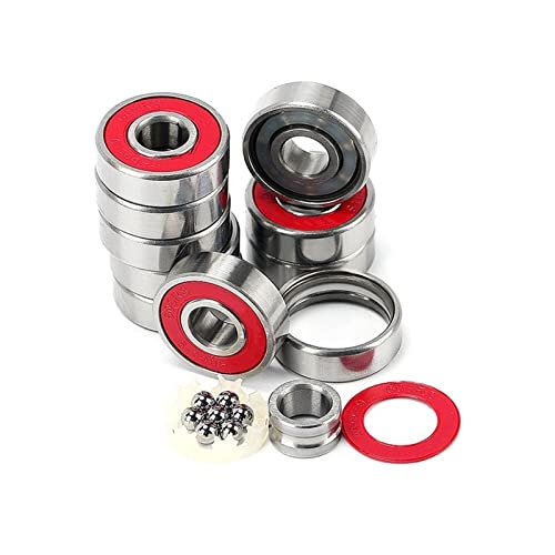 10pcs Red Bearing 608 Double Rocker Inline Skates Bearing 608rs Skateboard Wheel Roller Longboard Board Bearings Parts