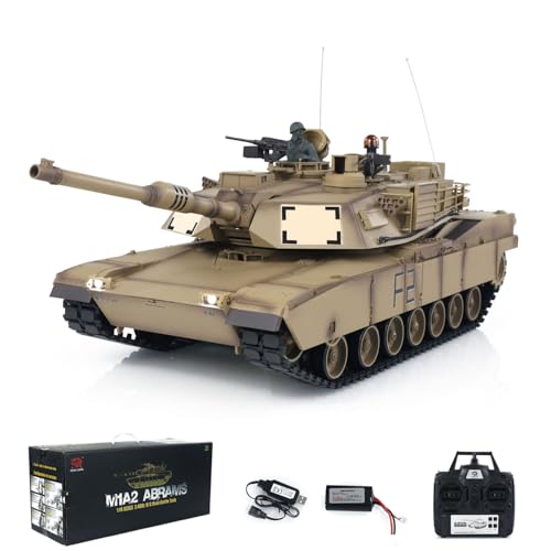 wheelfun Heng Long Tanque RC 2,4 GHz 1/16 escala 7.0 plástico Ver M1A2 Abrams RTR IR Combat Lifting Barril para 3918 Modelo Torre Giratoria 340° TH17788 AMZUS2