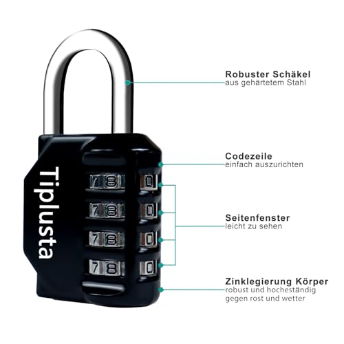 Image of 2 Pack Combination Lock, 4 Digit Resettable Padlock Lock Waterproof for School Gym Locker, Sports Locker, Fence, Toolbox, Gate, Case, Employee Hasp Storage (Black)