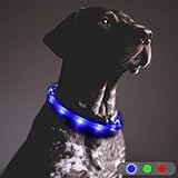 Toozey LED Dog Collar, 20 Hrs Runtime, USB Rechargeable, IP68 Water & Cold Resistant, 3 Modes Light Up Collar for Pet Night Safety, One Size Fits All Dogs & Cats, 10-27.5