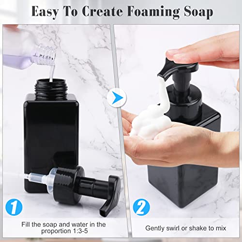 3 Pack 15oz/450ml Foaming Soap Dispenser Plastic Foam Pump Bottle Refillable Liquid Soap Container for Shampoo Body Hand Wash Bathroom Kitchen Sink - Black4