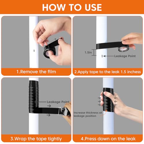 BSONEDO 36FT Self-Fusing Silicone Grip Tape for Handles, Waterproof Tape for Leaks, Plumbing & Electrical Use, Heavy Duty Hose & Cable Insulation