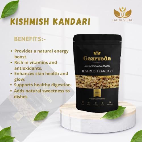 Image of GAURVEDA Kishmish Combo: Premium Kandhari Raisins Plus Classic Golden Raisins - Natural Sweetener, Healthy Snack, Perfect for Desserts & Cooking! | 50 Grams