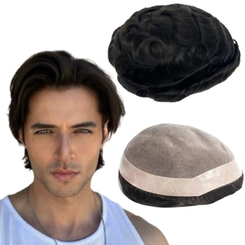 Toupee for Men Human Hair Mens Toupee Mono Base with
