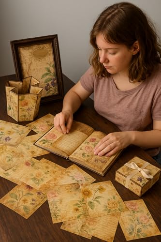 Image of G2G Vintage Journal Scrapbook Pack | 6x6 Inch 300 GSM Decorative Craft Sheets for Scrapbooking, Card Making, Journaling, Mixed Media & DIY Projects | Set of 20 Thick Sheets