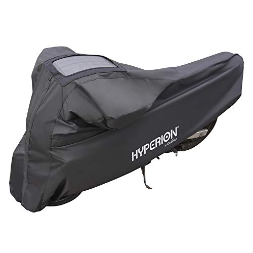 Hyperion Motorcycle Cover with Solar Charger: Large Weatherproof Motorcycle Covers with Solar Panel for Outdoor Storage - Heavy Duty Motorcycle, Cruiser, and Sport Touring Bike Cover - HYP-MOT-L
