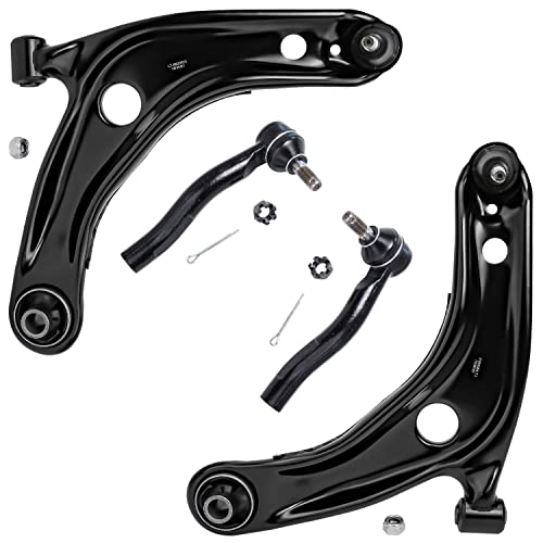 Detroit Axle - 4pc Front End Control Arms Kit for 2006-2014 Toyota Yaris, 2012-2019 Prius C, 2 Lower Control Arms w/Ball Joints 2 Outer Tie Rod End Links 2013 Replacement